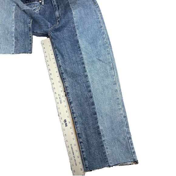 Blank NYC High Rise Straight Leg Two Tone Jeans - Size 28 Denim Y2K Contrast - Picture 3 of 9